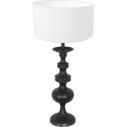 Anne Lighting - tafellamp - Lyons - zwart - hout linnen - Ø 40cm - E27 - 3482ZW