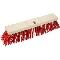 Buemag Bezemkop - Elaston - rood - hout - hard/extra stevig - 40 cm - 24mm - buitenbezem - Bezem