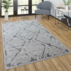 Laagpolig Modern Vloerkleed Sinovo - Grijs - 160x220 cm