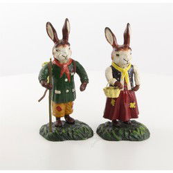 kleine dame en man als konijnen-set van 2 stuks