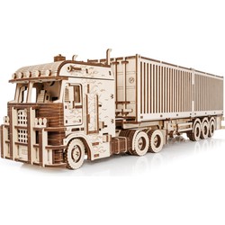 Eco Wood 3D Houten Puzzel Truck “Road King” met Container-Semitrailer Modelbouw