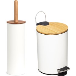 Zeller Toilet accessoires set - WC-borstel/pedaalemmer 3L - wit - Toiletaccessoireset