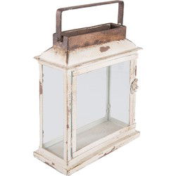 Clayre & Eef Lantaarn  25x12x30 cm Beige Ijzer Rechthoek Kaarsenhouder