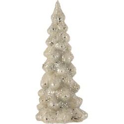 J-line - Kerstboom Deco Suiker Glas Blinkend Licht Grijs/zilver Large - 14x14x35cm