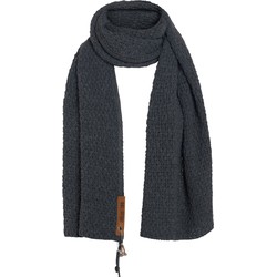 Knit Factory Luna Gebreide Sjaal Dames & Heren - Colsjaal - Omslagdoek - Antraciet - 200x50 cm - Inclusief sierspeld
