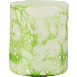 J-line - Vaas Marmer Glas Groen/wit Medium - 15x15x18cm