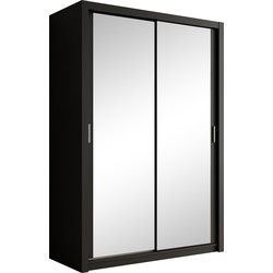 Meubella - Kledingkast Blake - Mat Zwart - 150 cm - Met spiegel