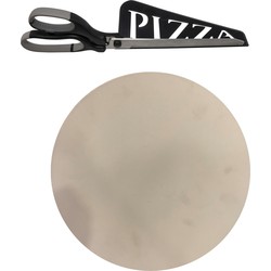 Keramische pizzasteen voor de barbecue/oven 36 cm met zwarte pizzaschaar - Pizzaplaten