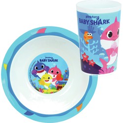 2-delig kinderen ontbijt set Baby Shark van kunststof - Kinderservies