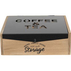 Clayre & Eef Theedoos 9 vakken  24x25x8 cm Bruin Hout Rechthoek Theekist