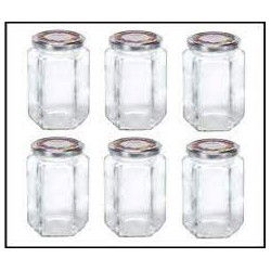 Leifheit 3211 Jampot Zeshoekig 770ml Glas/Zilver (set van 6 stuks)