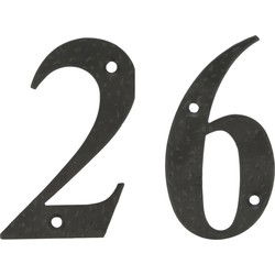 AMIG Huisnummer 26 - massief gesmeed staal - 10cm - incl. bijpassende schroeven - zwart - Huisnummers