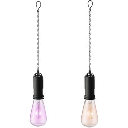 Set van 2x stuks oranje en roze solar tuinverlichting hanglampen kunststof 20 cm - Buitenverlichting