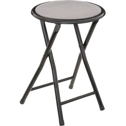 Bijzet krukje/stoel - Opvouwbaar - zwart/grijs - 46 cm - Krukjes