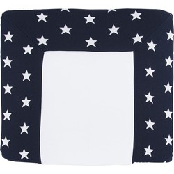 Baby's Only Gebreide baby aankleedkussenhoes - Waskussenhoes Star - Marine/Wit - 75x85 cm