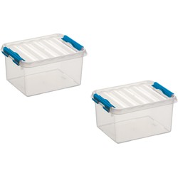 2x stuks kunststof stapelbare opbergbakken 2 liter 20 x 15 x 10 cm - Opbergbox