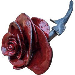 Roos van Keramiek - Rood - Keramisch - Cadeau Geschenk Afscheid Relatie Geschenk - 25 x 10 x 10 cm