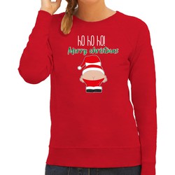 Bellatio Decorations foute kersttrui/sweater dames - Kerstman - rood - Merry Christmas XS - kerst truien