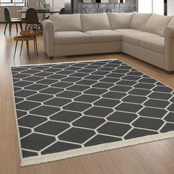 Laagpolig Skalima Scandi Kelim - Antraciet - 200x280 cm