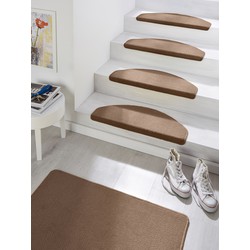 Traploper Uni Laagpolig Effen Vloerkleed - Fancy - Bruin  (15 stuks ) - 23x65 cm