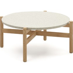 Kave Home - Pola salontafel in cement en eucalyptus massief hout Ø 84,4 cm FSC