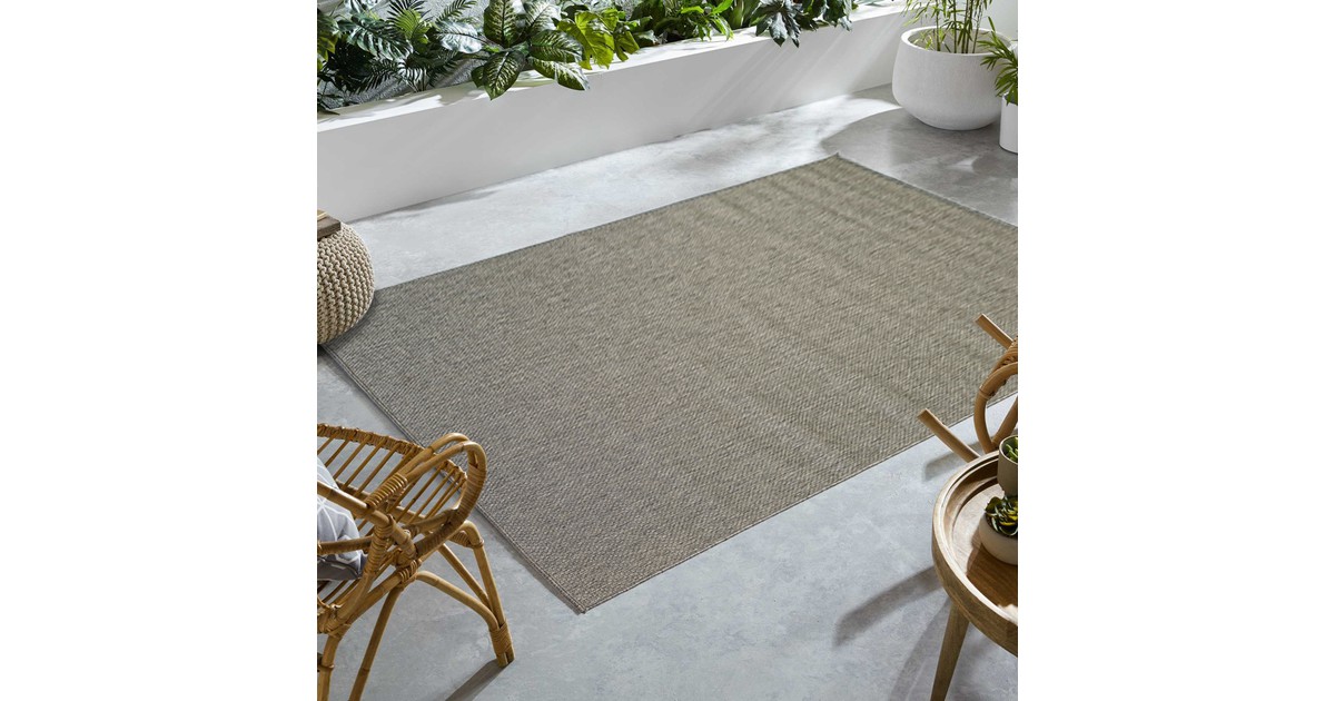 Flycarpets Nilus Effen Vloerkleed - Indoor en Outdoor - Grijs - 80x150 cm