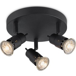 Moderne LED Opbouwspot Cilindro - Zwart - 19/19/13.5cm - Dimbaar - plafonniere gemaakt van metaal - inclusief LED lichtbron - GU10 fitting - 5W - 390lm - 3000K - warm wit licht