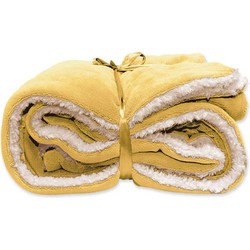 Unique Living | Lars coral fleece/suede plaid 150x200cm bamboo yellow