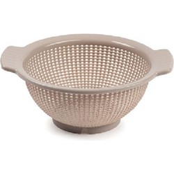 Forte Plastics Keuken vergiet/zeef - kunststof - Dia 23 cm x Hoogte 10 cm - taupe - Vergieten