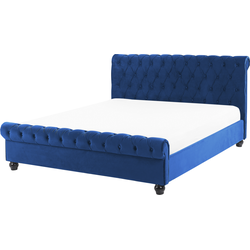 AVALLON  - Tweepersoonsbed - Marineblauw - 160 x 200 cm - Fluweel
