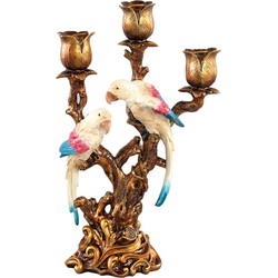 PTMD Sing Bronze polyresin bird candle holder three arm