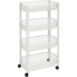 5Five Keuken/badkamer trolley 4 laags - L46 x B25 x H79 cm - wit - Opberg trolley