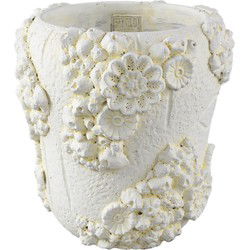 PTMD Bloempot Coreal - 21x21x21 cm - Cement - Wit