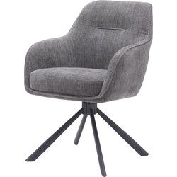 Eetkamerstoel Antraciet Stof - Incl. Rugleuning - 65x59x86cm - Select Avola - Set van 2