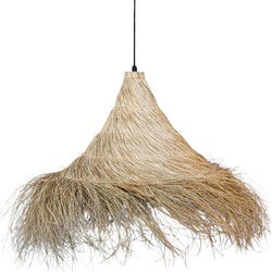 Furnilux-Grote Raffia Hanglamp Ø110 cm – Handgemaakte Boho Plafondlamp van Natuurlijk Gras – XL Natuurlijke Lamp voor Horeca, Woonkamer of Eettafel – Tropische Bohemian Verlichting