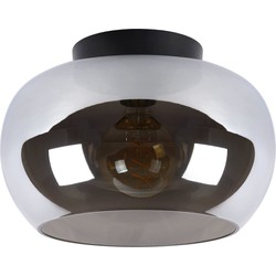 Gerookt glas met zwarte plafondlamp 30,5 cm diameter E27