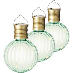 Lumineo tuin/buiten 10x stuks Led lampje/lampion solar verlichting groen 11 x 8 cm - Lampionnen