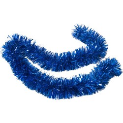 Kerstslingers - glitter blauw - folie lametta - 180 x 12 cm - extra brede slinger/kerstboom versiering - Kerstslingers