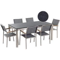 GROSSETO  - Tuinset voor 6 met stoelen - Zwart/Grafietgrijs - Graniet