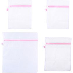 Waszak - 32x stuks - 3 formaten - wit met roze - Waszakken