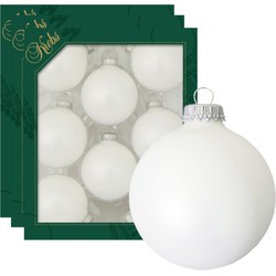 24x Witte matte kerstballen van glas 7 cm - Kerstbal
