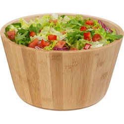 5Five Salade of voedsel serveer schaal - bamboe hout - lichtbruin - D30 x H16 cm - Serveerschalen