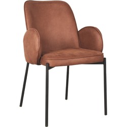 LABEL51 Eetkamerstoel Jari - Cognac - Microfiber - Black Frame