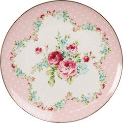 Clayre & Eef Ontbijtbord Roze Wit Porselein Bloemen