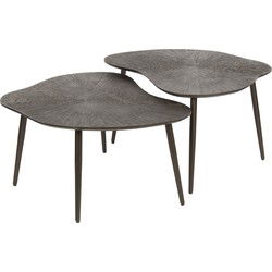 Salontafel Brown Ray Metal Leaf Set van 2 - Giga Meubel