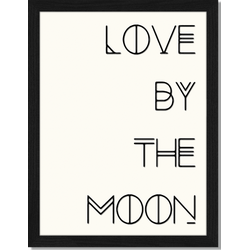 Love by the Moon - Fotoprint in houten frame - 30 X 40 X 2,5 cm