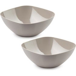 Plasticforte serveerschaal/saladeschaal - 2x - D28 x H11 cm - kunststof - beige - 4800 ml - Serveerschalen