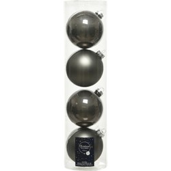 4x stuks glazen kerstballen antraciet (warm grey) 10 cm mat/glans - Kerstbal
