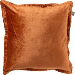 Dutch Decor REBEL - Sierkussen velvet 45x45 cm Potters Clay - oranje - Dutch Decor