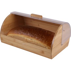 Bambou & Co Broodtrommel met klep/deksel - bamboe hout - 38 x 25 x 19 cm - Brooddozen - Broodtrommels